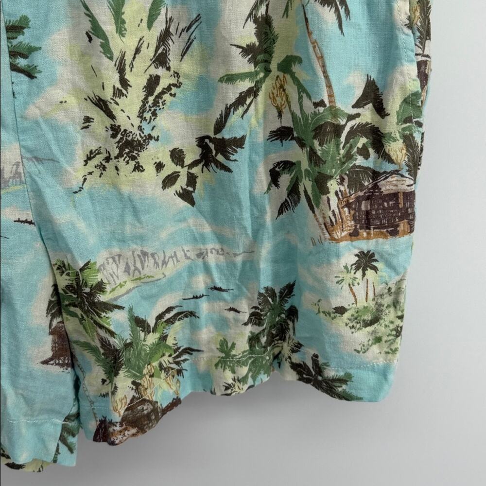 Casa Cabana linen blend island palm tree print elastic waist pull on shorts sz L - Picture 3 of 6